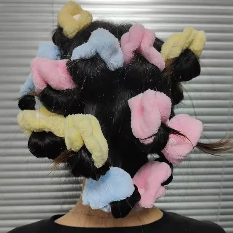 Heatless Hair Rollers Set of Embossed Hair Clips with Hook Ring Portable Styling Tools for Women