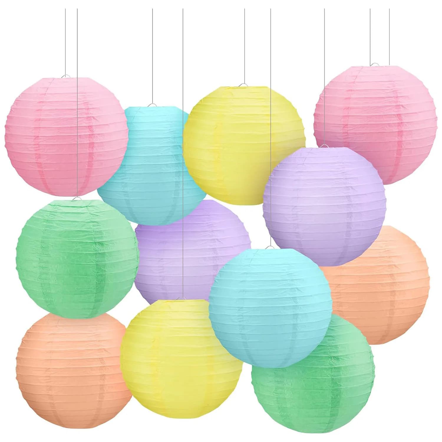 12 PCS 18 PCS and 24 PCS Macaron Rainbow Lanterns Pastel Classroom Decor,Wedding, Birthday, Child's Party, Home Decor