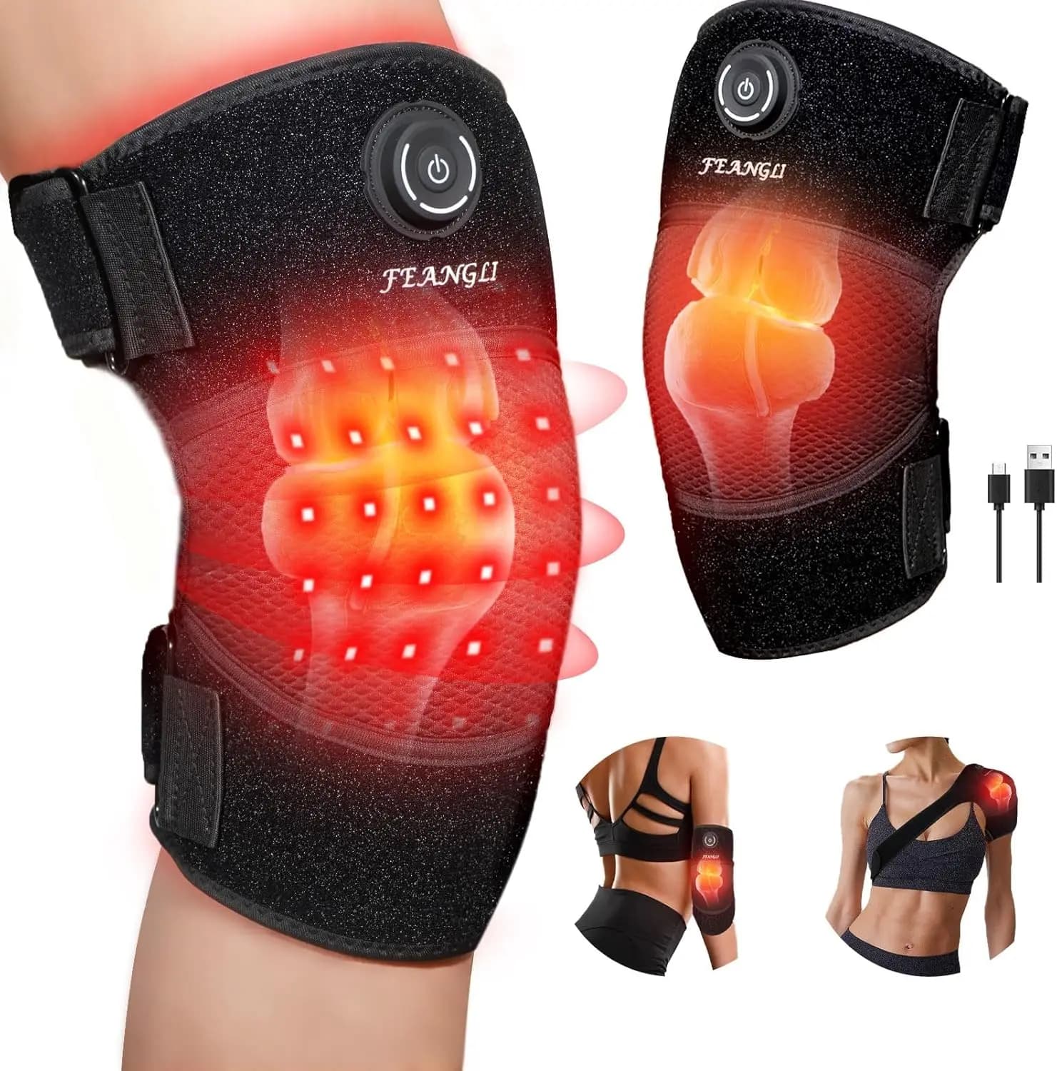 Dispositivo per Terapia a Luce Rossa per Ginocchio, Ricaricabile Wireless, per Alleviare il Dolore, Dispositivo a Infrarossi 660nm e 850nm per Articolazioni, Regalo