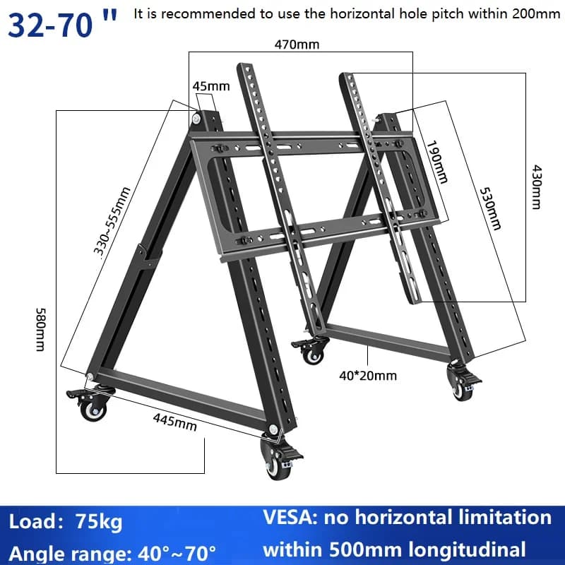 HILLPORT 32-70" TV Cart Free Lifting Rolling TV Mount Stand Trolley Plasma Screen Suporte LED LCD Monitor Low Height Cart SC5100