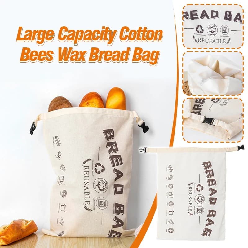 Sacchetto Riutilizzabile in Cera d'Api per Pane, Grande Sacchetto in Cotone per Conservazione del Pane a Lievitazione Naturale, Involucro Alimentare Ecologico per Pane Fatto in Casa