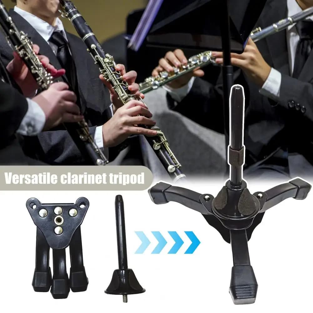 Supporto per clarinetto portatile Supporto per treppiede per clarinetto per flauto Supporto per strumento a fiato pieghevole per sassofono dritto per clarinetto per flauto oboe