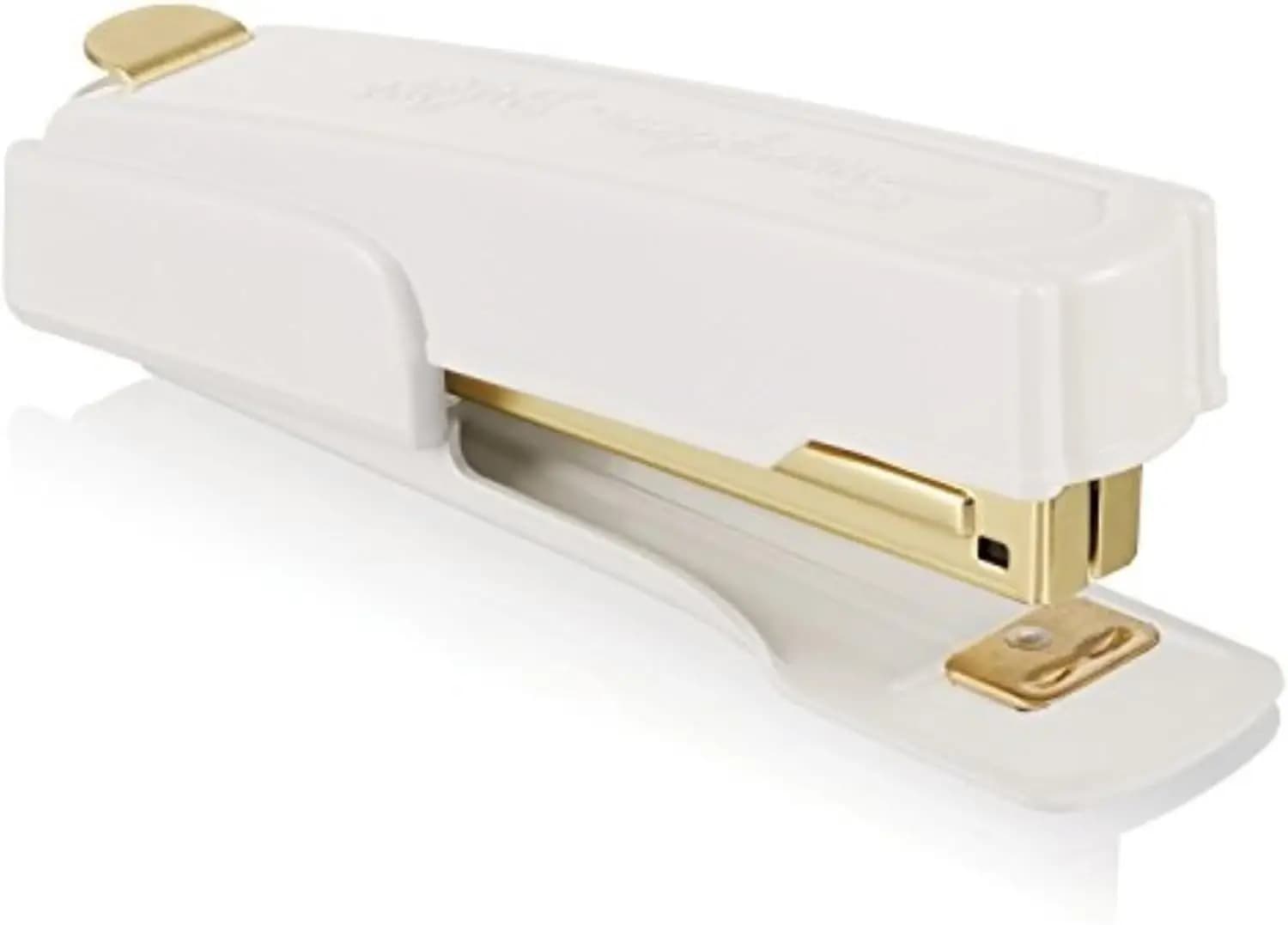 Cucitrice Vintage in Metallo, Capacità 20 Fogli, Design Compatto Anti-Intasamento con Rimuovi-Punti Integrato, Bianco e Oro