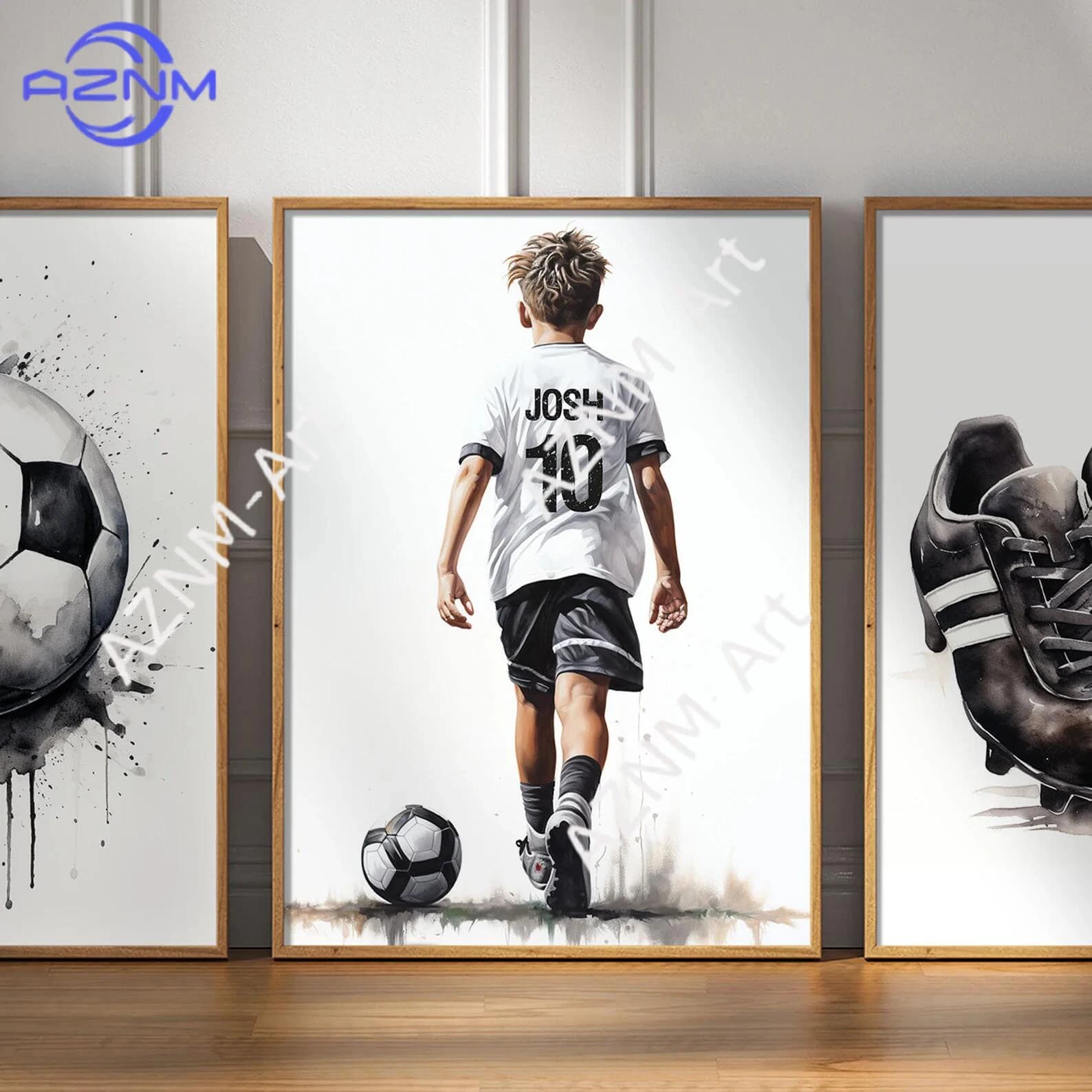 Custom poster with football player, gift for boys, home wall decoration, gift for men, home wall decoration, with frame