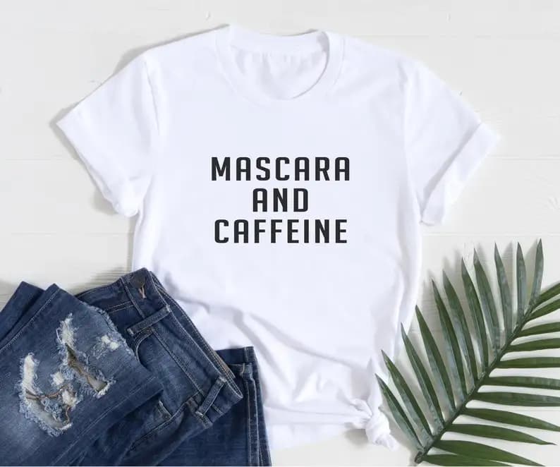 Sugarbaby Nuovo Arrivo Mascara E Caffine Divertente Grafica T Shirt Donna Uomo Tumblr Regalo Moda Maglietta In Cotone Unisex Nave di Goccia