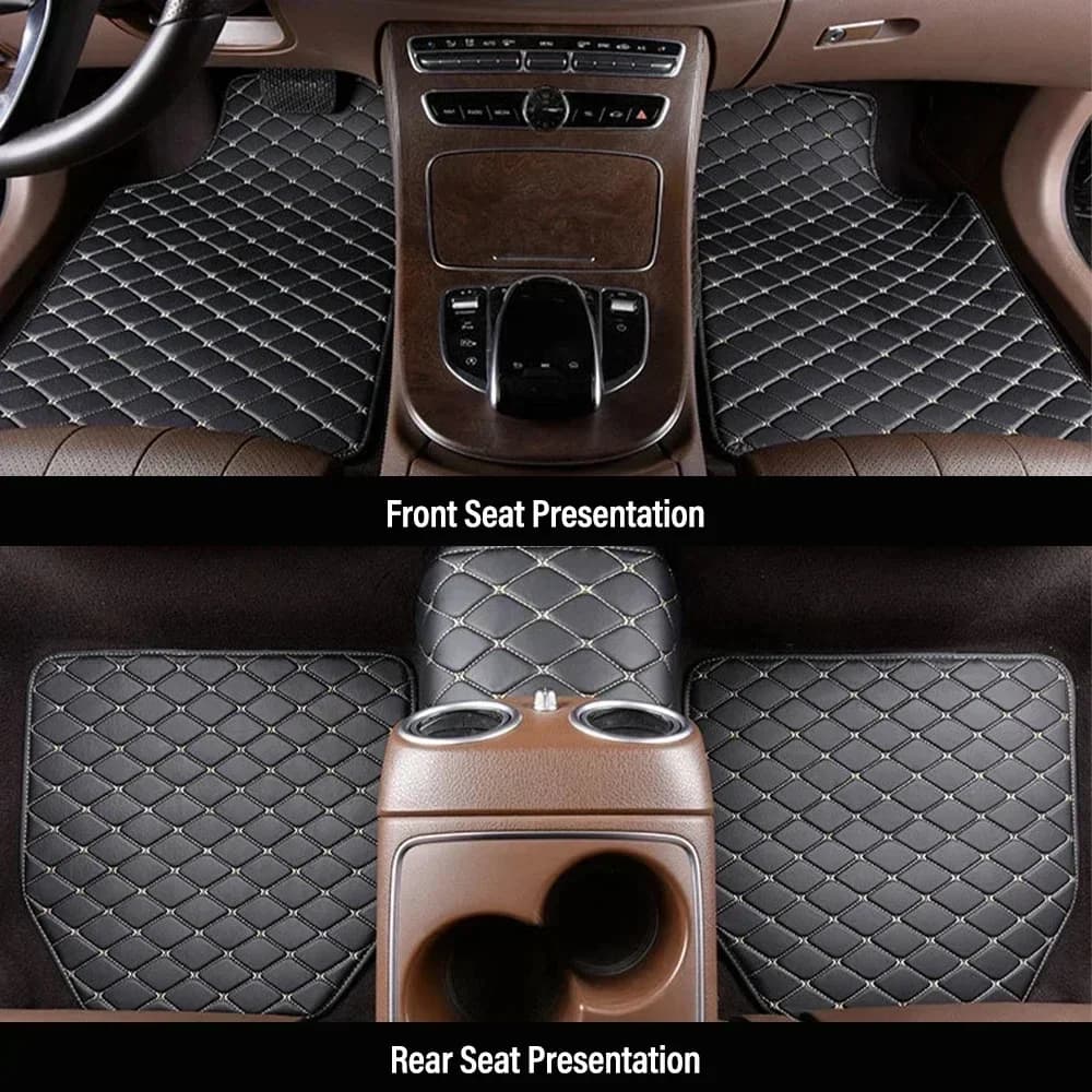 Tappetini Auto 4 Pezzi Universali in Pelle PU Impermeabili, Protezione per Pavimento Auto, Set Tappetini Anteriori e Posteriori, Accessori Auto