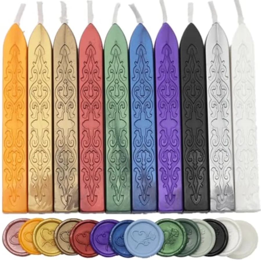 Pcs Assorted Colors Sealing Wax Sticks with Wicks for Letter Seal Waxstamp, Christmas Color Sealingwax Gold Red Green Wax Seal