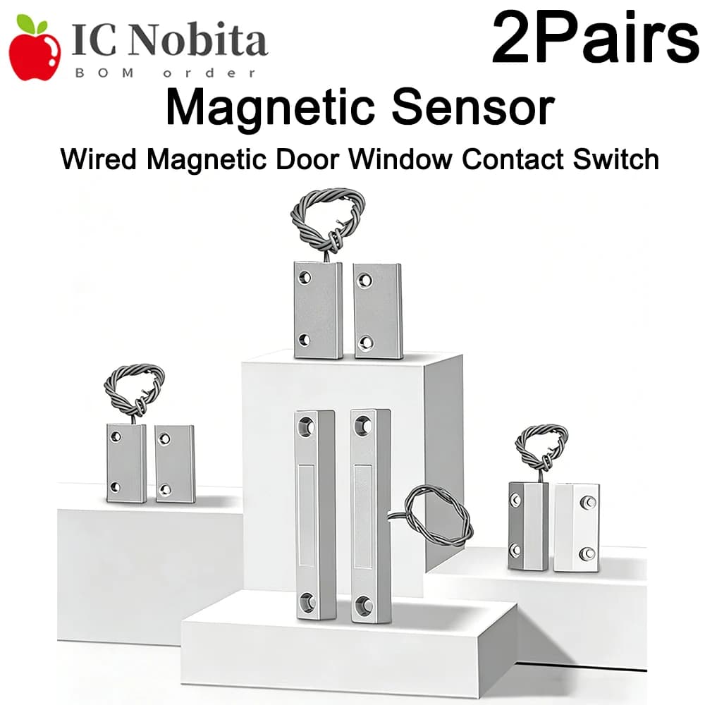 2 Paia di Sensori Magnetici Cablati MC-52 per Porte e Finestre, Interruttore a Contatto per Sistemi di Allarme, Normalmente Aperto (NA)