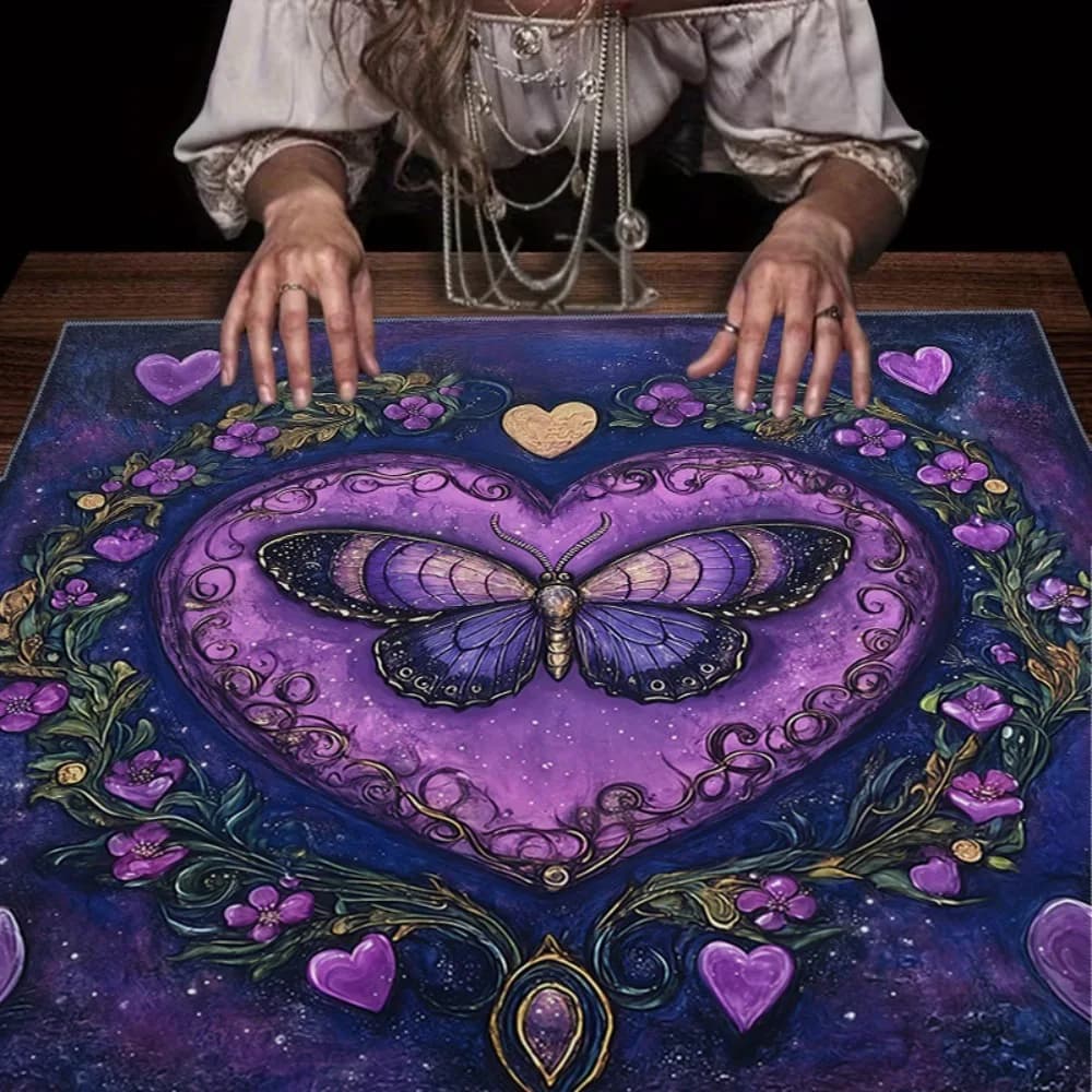 Tovaglia Tarocchi Stampa 2D Mystic, Varie Misure, Sublimazione HD, Astrologia, Gioco da Tavolo per Streghe, 100% Poliestere, Lavabile in Lavatrice, Regalo per Feste