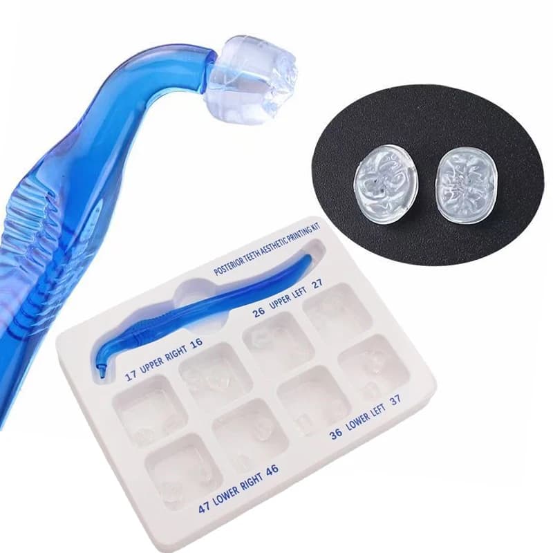 Kit Estetico per Denti Posteriori 16 Pezzi, Strumenti per Restauro con Resina Fotopolimerizzabile, Stampi per Riparazione Fissure per Dentisti