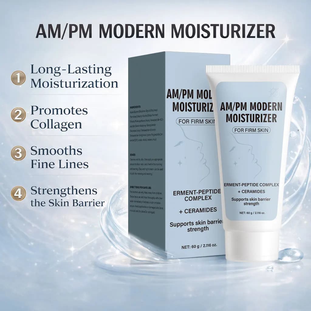 Crema Idratante Viso Moderna AM/PM con Peptidi e Ceramidi per Pelle Secca, Sensibile e Mista, Non Unta, 60g