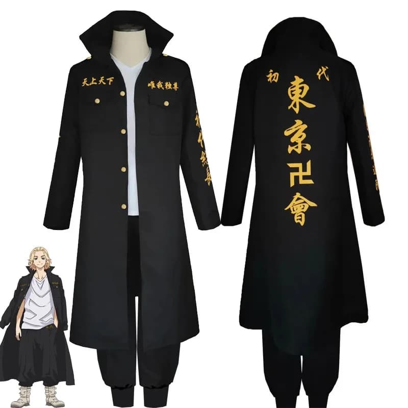 Anime Revengers Manjiro Sano Mikey Costume Cosplay Parrucca Tokyo Manji Gang Presidente Uniforme Mantello Nero Festa di Halloween Suita;2,c'