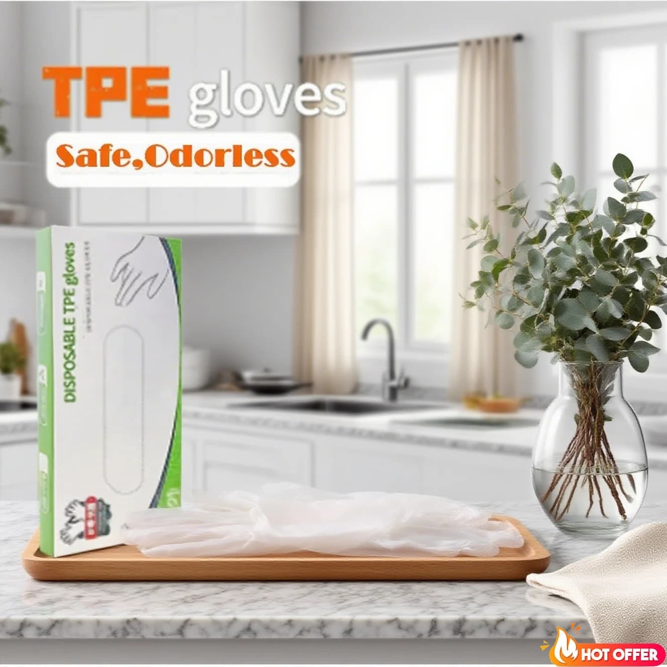 Guanti Guanti acidi TPE di grado Guanti di sicurezza Alimenti antiscivolo Per uso domestico Trasparente monouso Lavoro Lattice Pulizia gratuita 100 pezzi