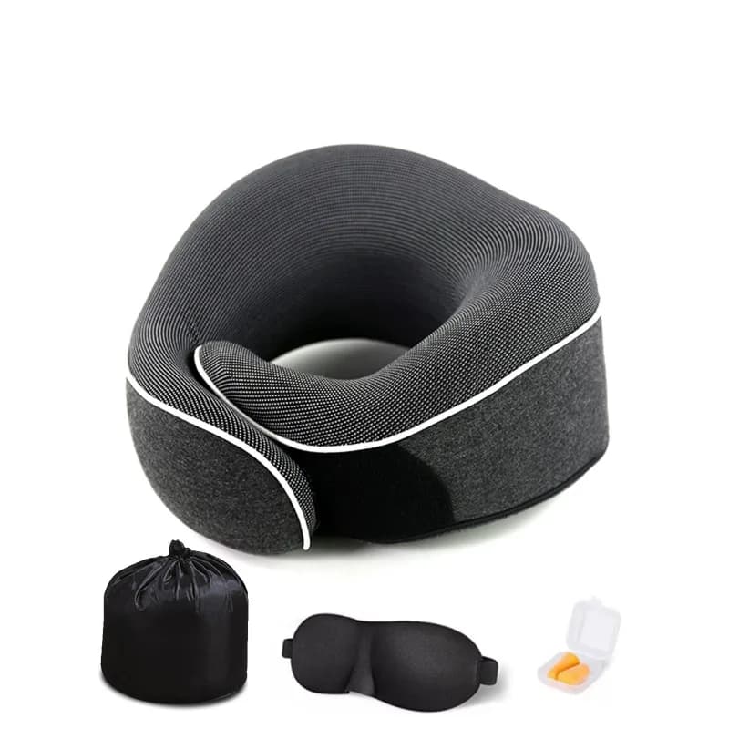Cuscino da viaggio portatile a forma di U, supporto pieghevole per il collo con borsa per l'ufficio