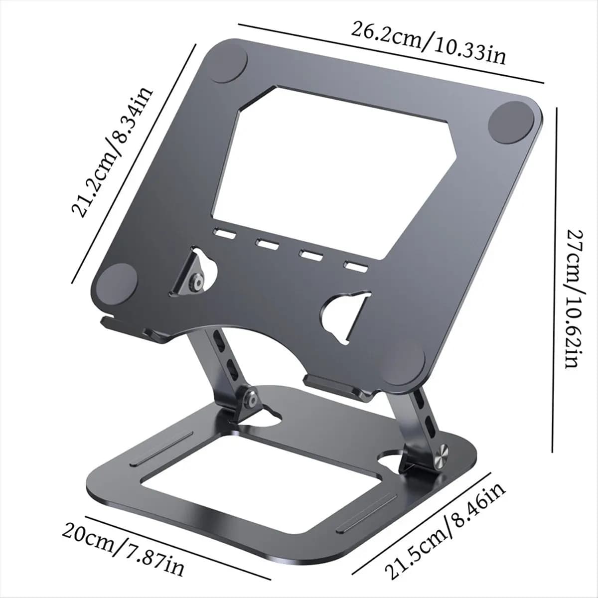 Supporto per Laptop in Lega d'Acciaio OKgood, Pieghevole, Base di Raffreddamento per Laptop, Design Ergonomico Leggero e Pratico, Accessori per Computer, Grigio