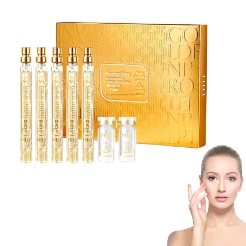Siero Viso al Collagene con Peptidi Proteici Dorati per Lifting e Rassodamento, Fili Solubili per Lifting Facciale