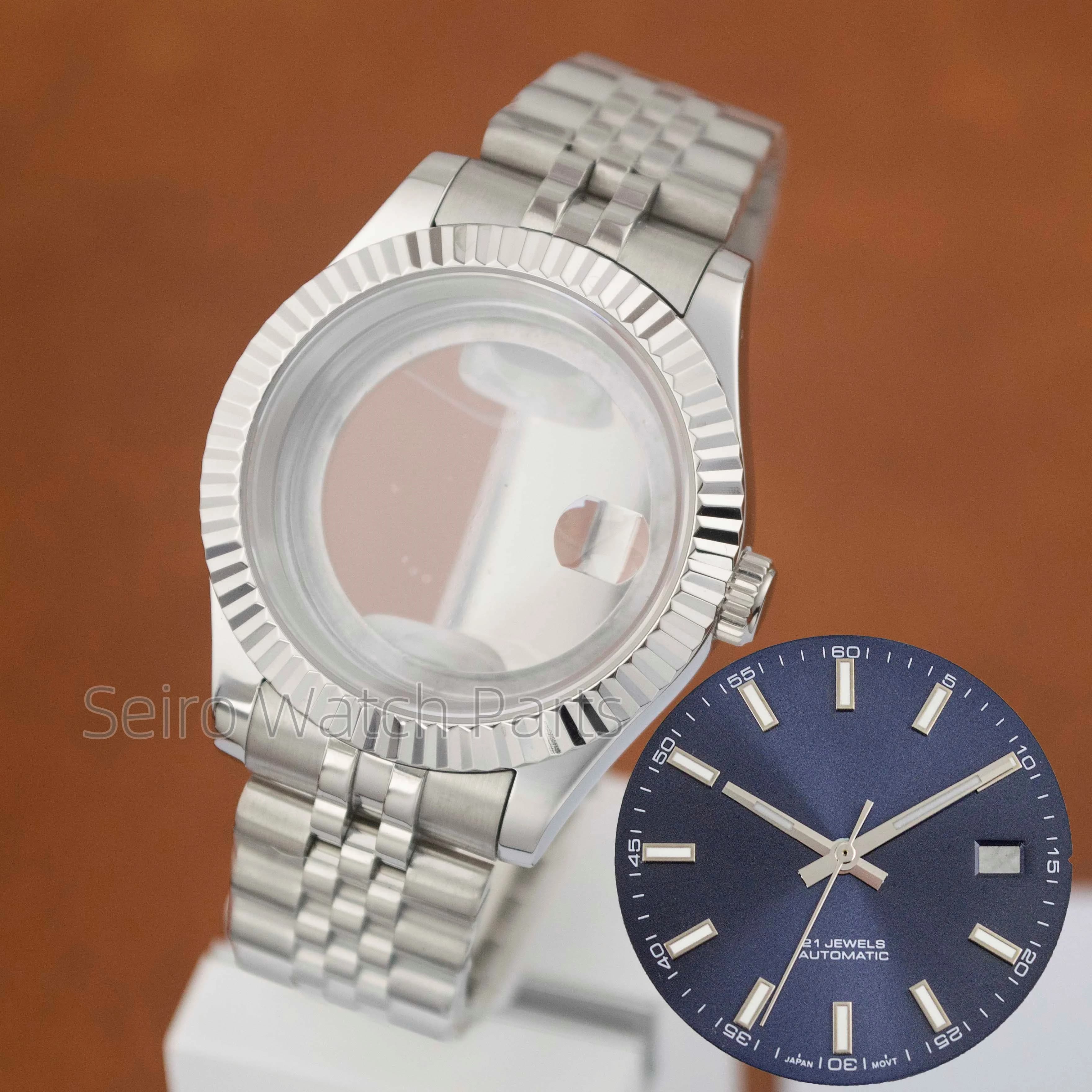 41mm Uomo NH35 Cassa Bracciale in acciaio inossidabile Cinturino in cristallo di zaffiro 10ATM impermeabile per movimento Datejust NH35 NH36 Quadrante da 31 mm