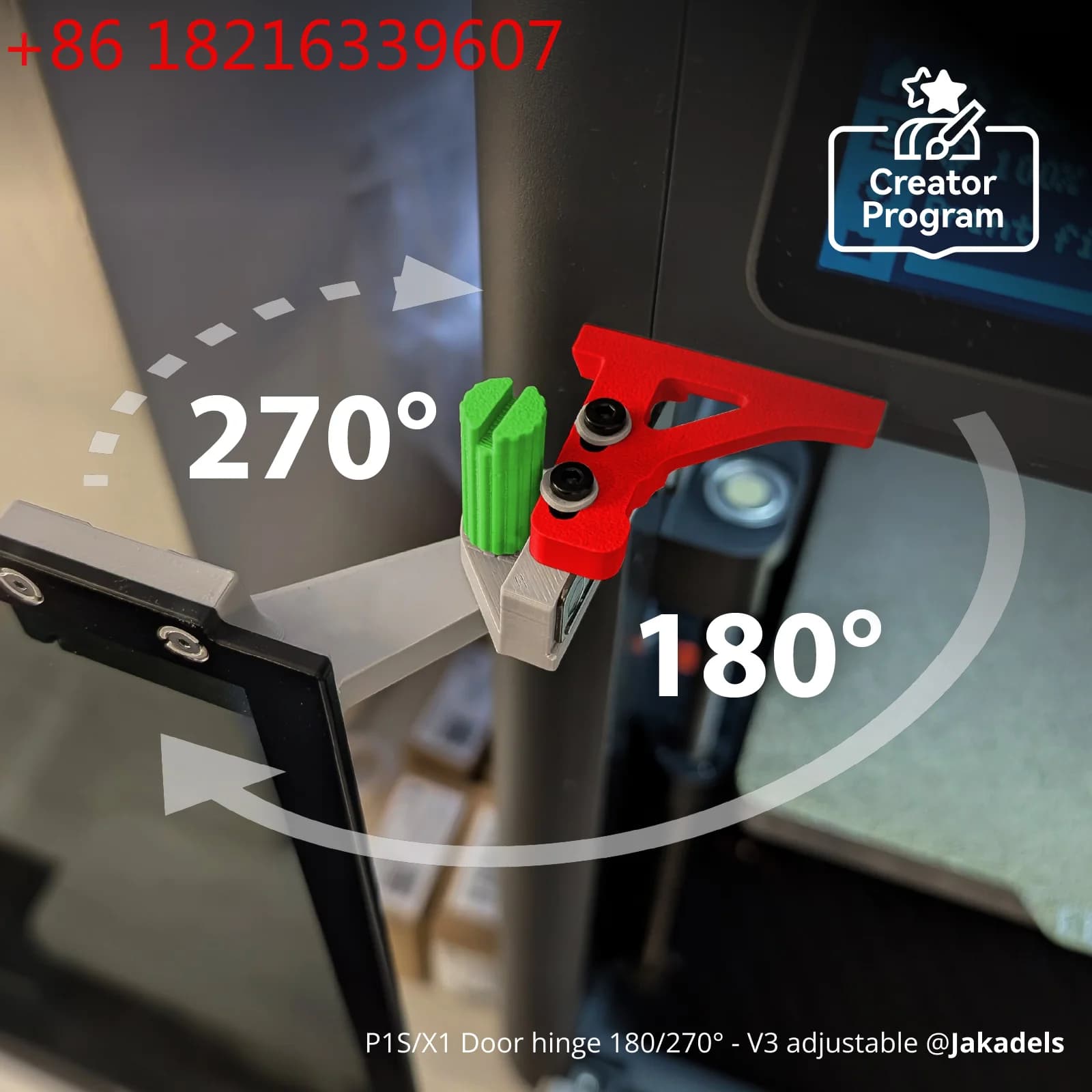 Cerniera per Porta 180/270 ° Cerniera Regolabile per Porta per Stampanti 3D Bambu Lab P1S/X1 V3