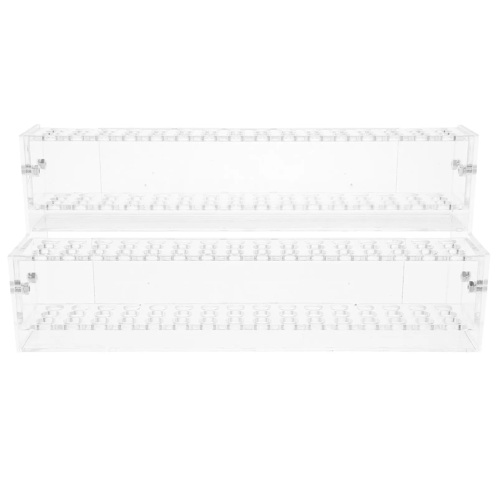 1Pcs 48-Hole Dual-Tier Clear Acrylic Pen Display Stand High-Transparency Pencil Organizer Storage Rack for Desk Makeup Brushes