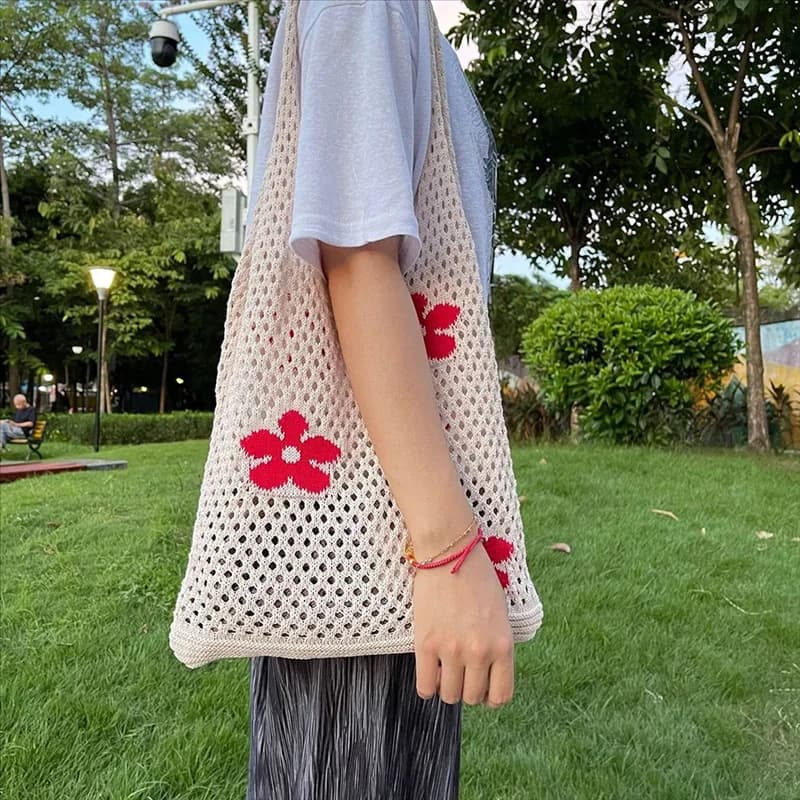 AB66-Borsa per la spesa in rete riutilizzabile Borsa in corda intrecciata Frutta Verdura Conservazione Reticolo Borsa in rete intrecciata Negozio di generi alimentari Tote