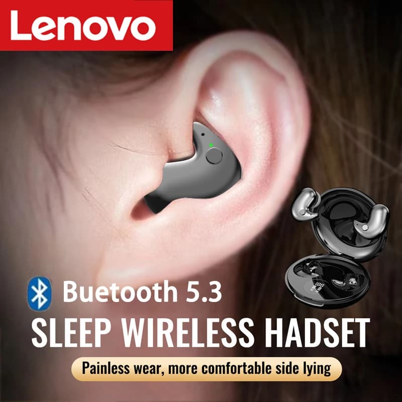 Lenovo Invisible Sleep Headset With Mic Wireless Bluetooth Earphone Ipx5 Waterproof Ultra-Compact HiFi Stereo Sports Earbuds NEW