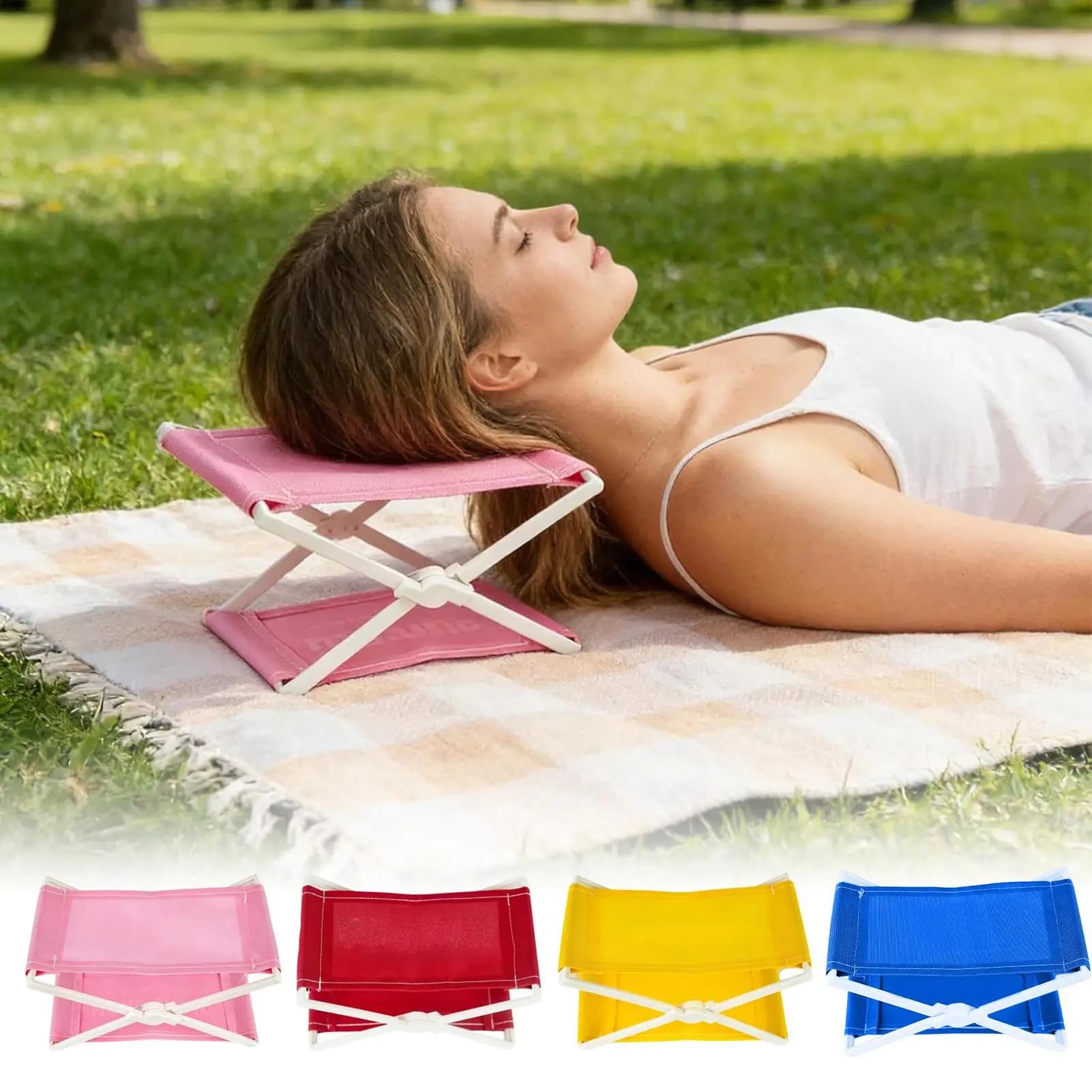Cuscino da Spiaggia Compatto Pieghevole, Poggiatesta per Patio, Escursioni, Picnic, Viaggi, Interni ed Esterni, Relax sulla Sabbia