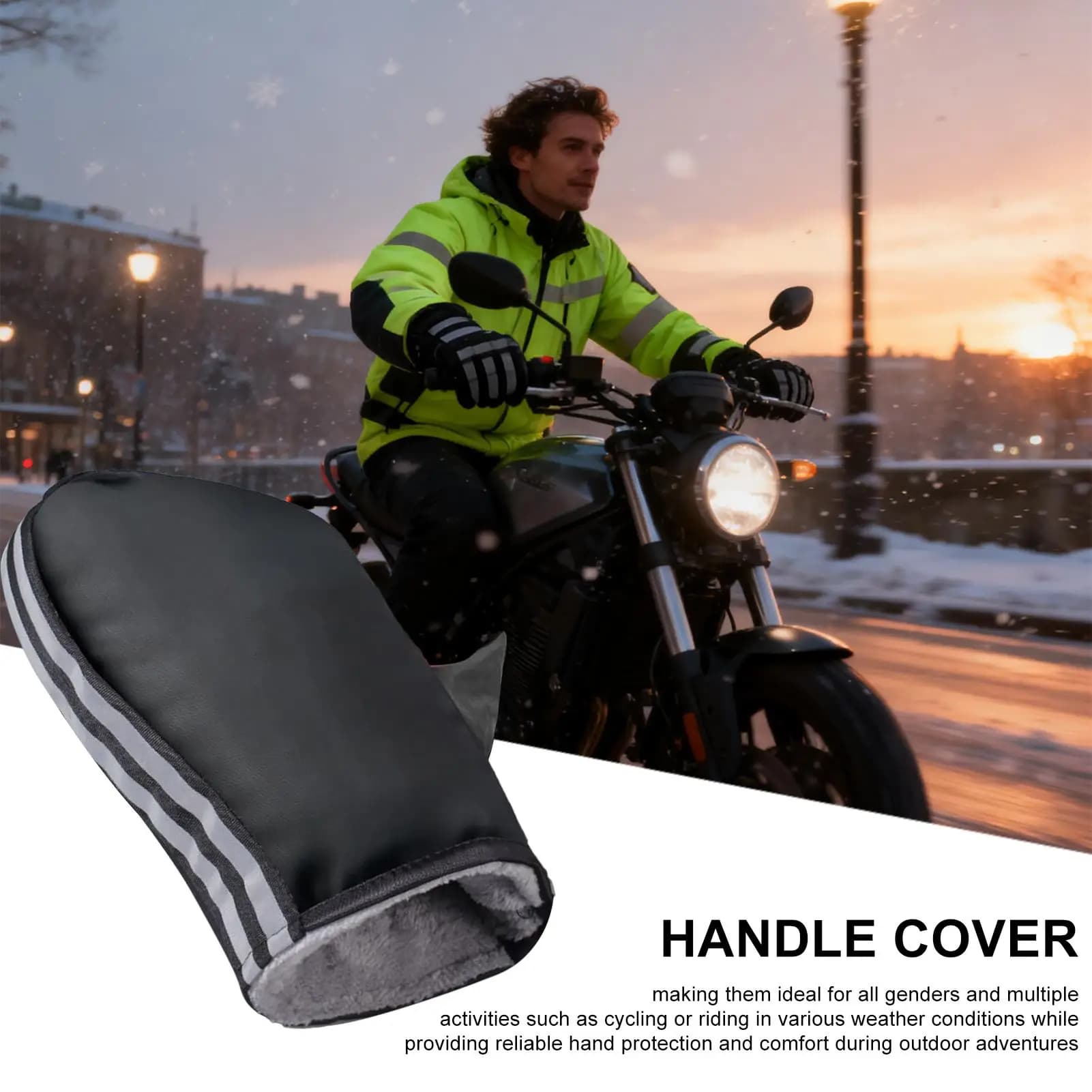 Guanti caldi per moto Manicotti caldi impermeabili antivento con strisce riflettenti Manicotti per manubrio moto per strada