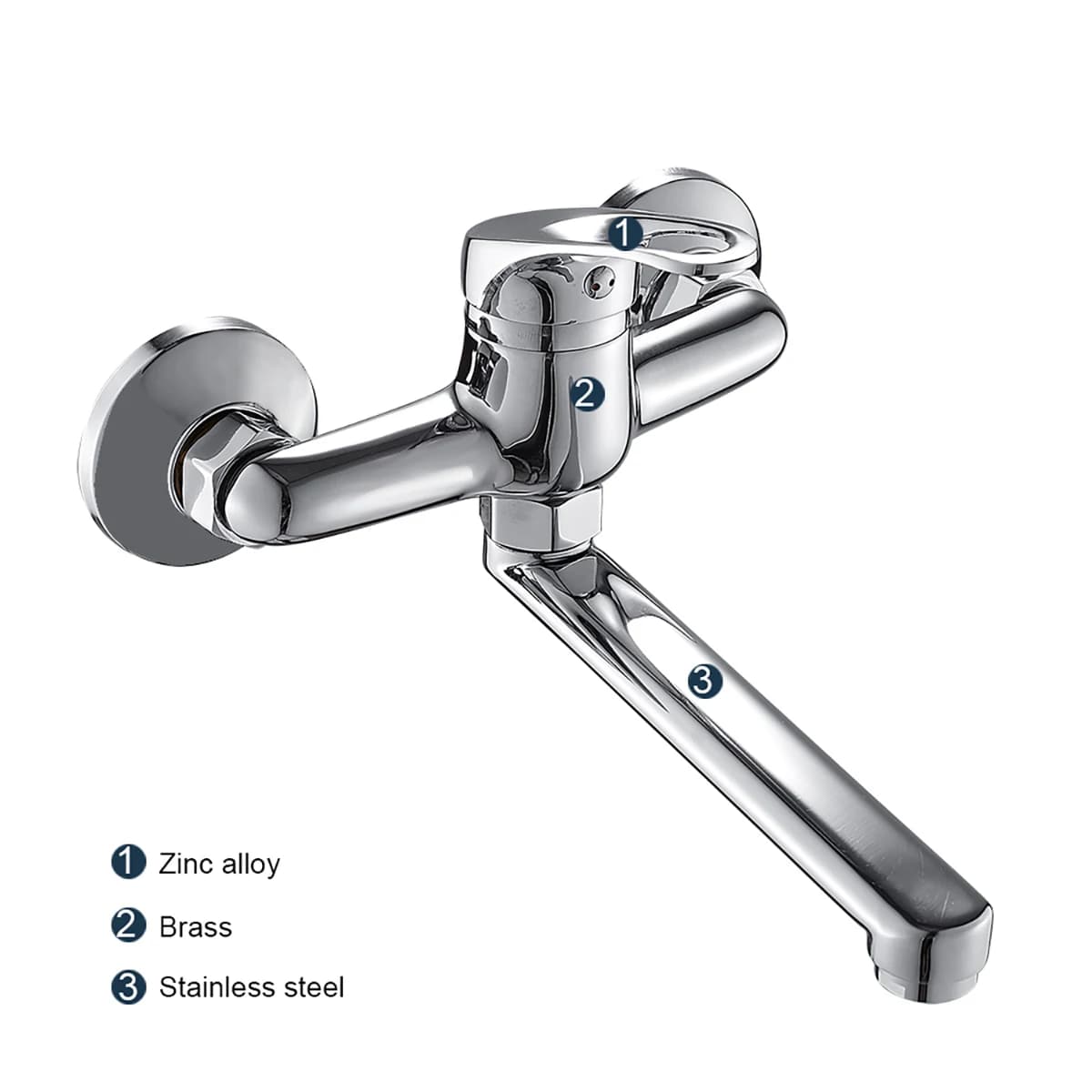 Rubinetto per lavello da cucina miscelatore universale a parete miscelatore per acqua calda e fredda rubinetto monocomando per lavabo da cucina e da bagno