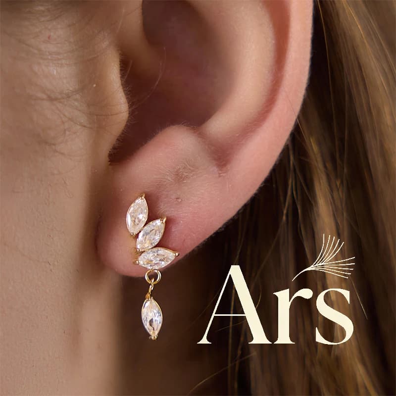 Ars 18k Gold Plated Dangle Earring Multi Zircon Stud Earrings Stainless Steel Drop Earring Dainty Everyday Earrings Gift for Her
