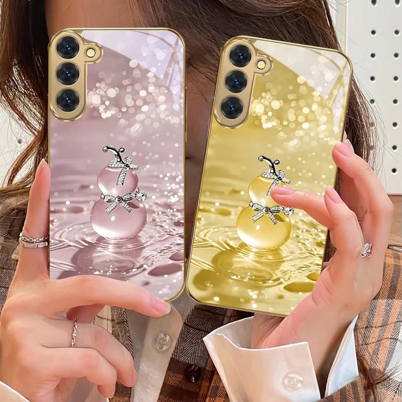 Zucca d'oro fortunata per Samsung Galaxy S20 FE S21 S22 S23 Plus S24 Ultra 25Ultra S21 + S9 + S22Plus Custodia in vetro dorato