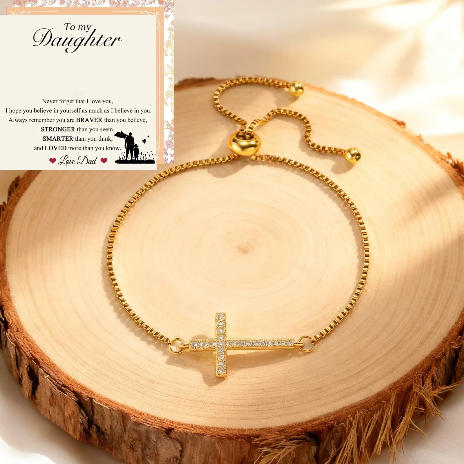 Squisito braccialetto da donna, ciondolo croce in rame con zirconi cubici, braccialetto a catena in rame regolabile, gioielli cristiani, regalo per battesimo