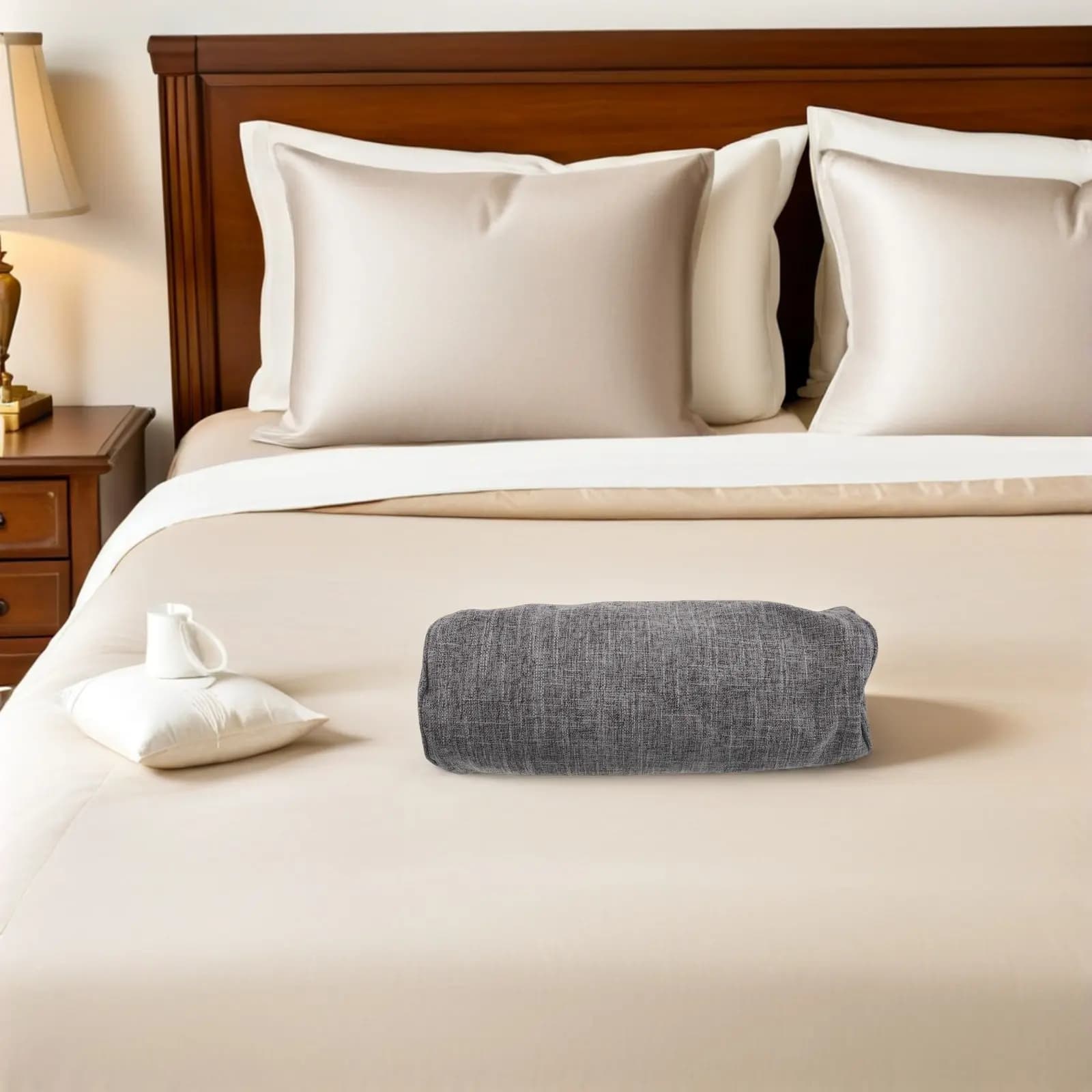 Round Pillow Case Cylinder Neck Pillow Cover Lumbar Soft Breathable Neck Roll Pillowcase Protector Travel Bed Sofa 15.7x5.9 Inch