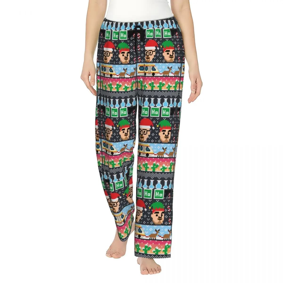 Women Pyjama Pants Breaking Bad Ugly Christmas Style Lounge Pants with Pockets Walter White Pajama Bottoms