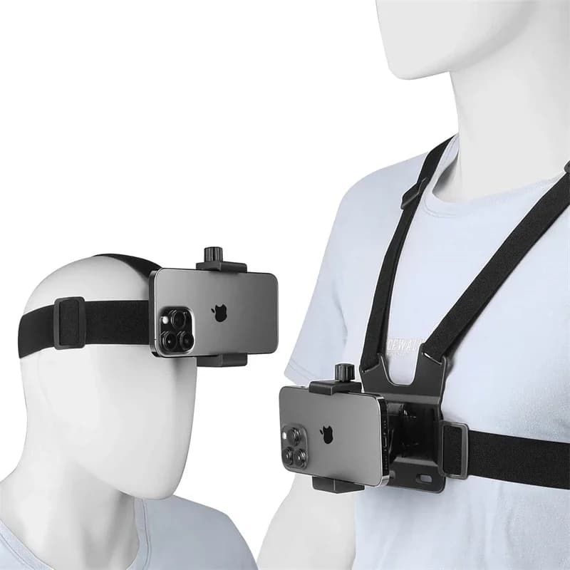 2 in 1 Mobile Phone Chest Strap Harness Stand Head Strap Holder Kit for IPhone Samsung Camera Hands Free Universal Bracket Mount