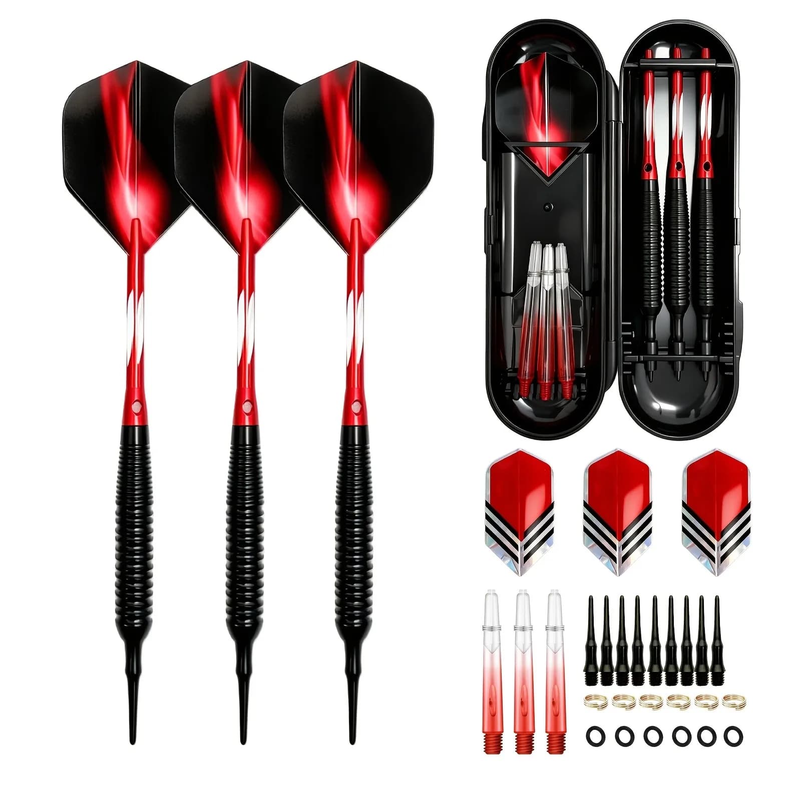Premium Soft Tip Darts Set,Brass Knurled Barrels, Aluminum Alloy Shafts,Portable Carry Case for Indoor Dart Games