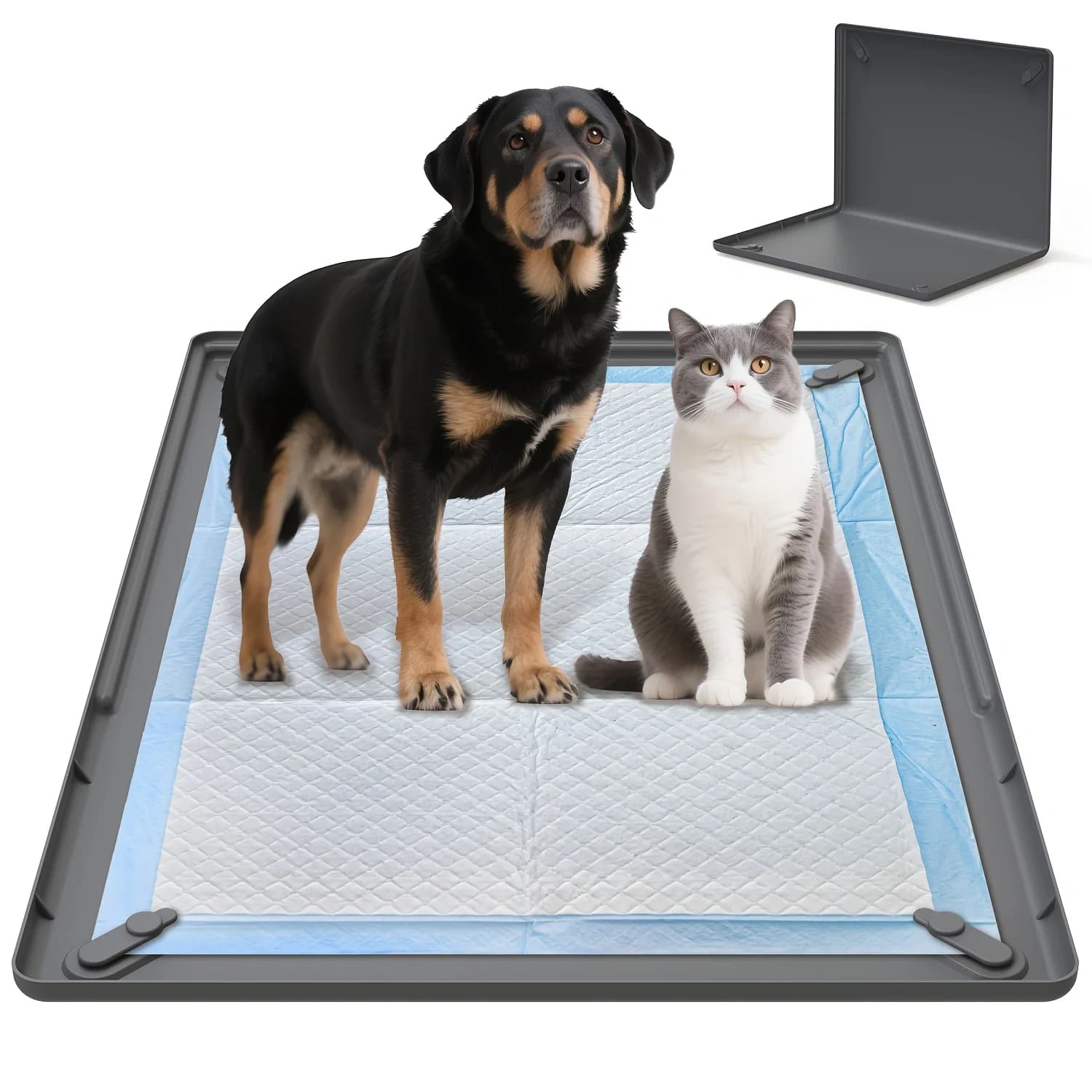 Pet Silicone Urine Separation Pad Against the Wall and Dog Urine Changing Pad 75°, 1 Silicone Pad + 1 Urine Pad