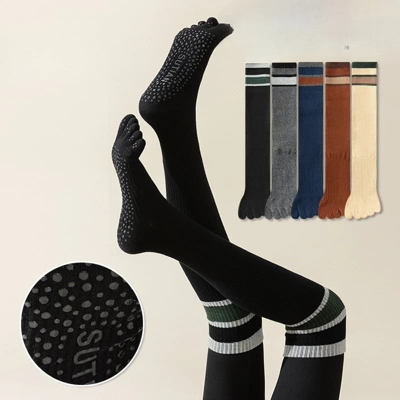 5 pairs of women's anti-slip socks over the knee socks women's compression socks five fingers anti-slip socks handle for yoga pilates