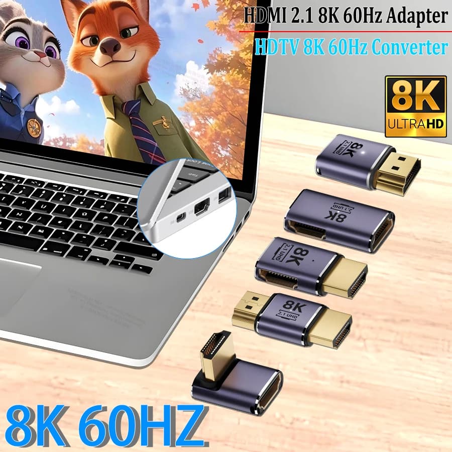 UHD 8K HDMI-compatible Extender Adapter HDMI 2.1 8K 60Hz Converter HDMI to HDMI for PC Laptop HDTV Monitor Projector Graphics