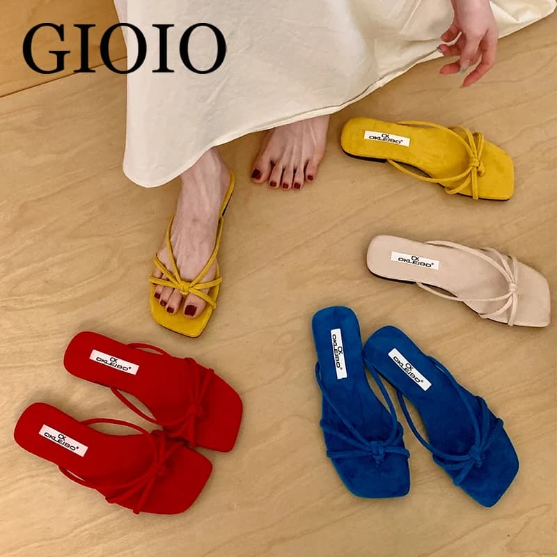 GIOIO Ciabatte infradito da donna per vacanze estive, rosse, comode, con suola morbida, stile streetwear