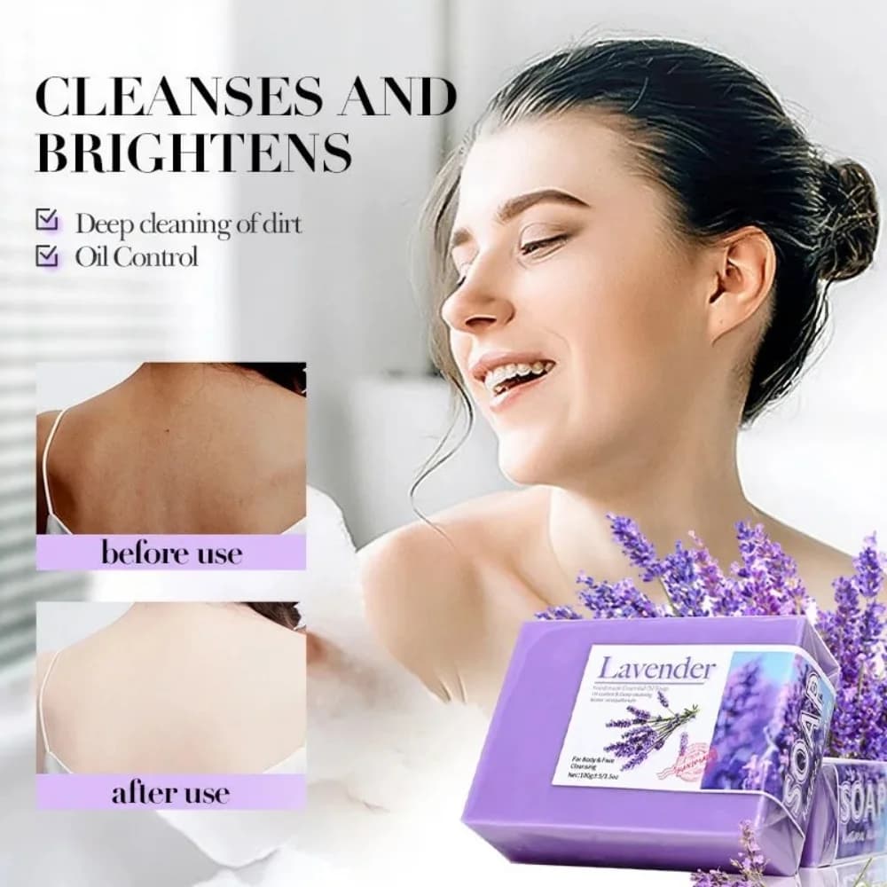 Natural Organic Lavender Essential Oil Soap Rich in Lavender Shea Butter Glycerin for Cleansing Refreshing Oil Control Bath Soap