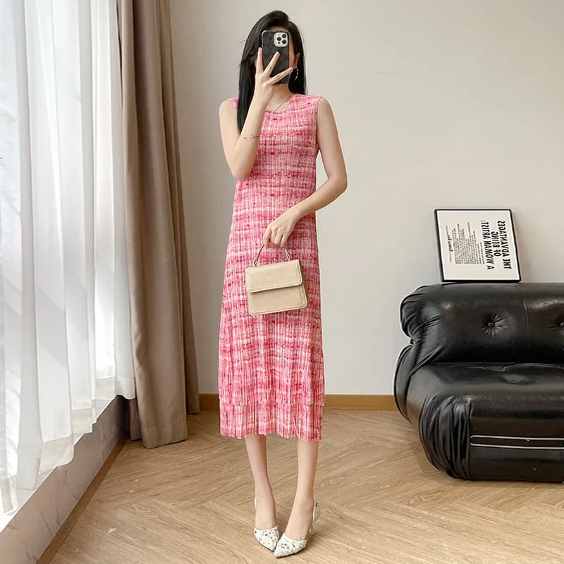 Casual Style Summer New Loose Slimming Midi Skirt Dress Tassel Gored Vest Dress Polyester Fiber High Elasticity Non-Ferrous M...