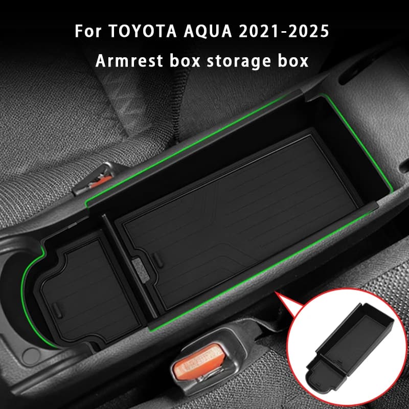 Per TOYOTA AQUA 2021-2025 Console centrale Bracciolo Scatola di immagazzinaggio ABS Bracciolo Scatola di immagazzinaggio Organizzatore Vassoio Accessori interni auto