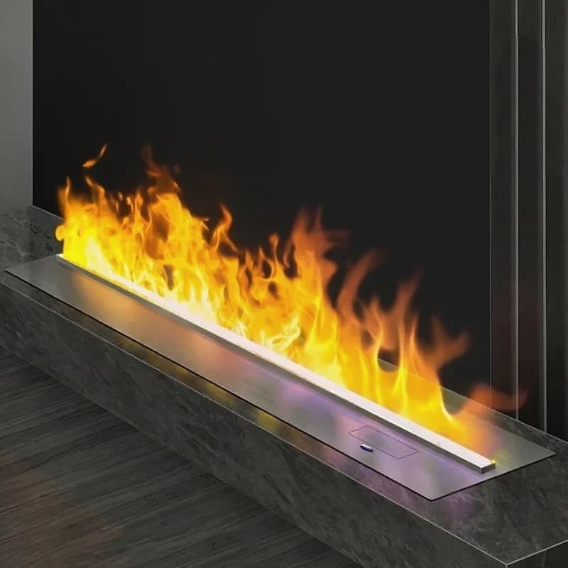 Caminetto Elettrico Decorativo 3D con Atomizzazione e Umidificatore, 700mm, Telecomando, Nero, Fiamma a Vapore Acqueo