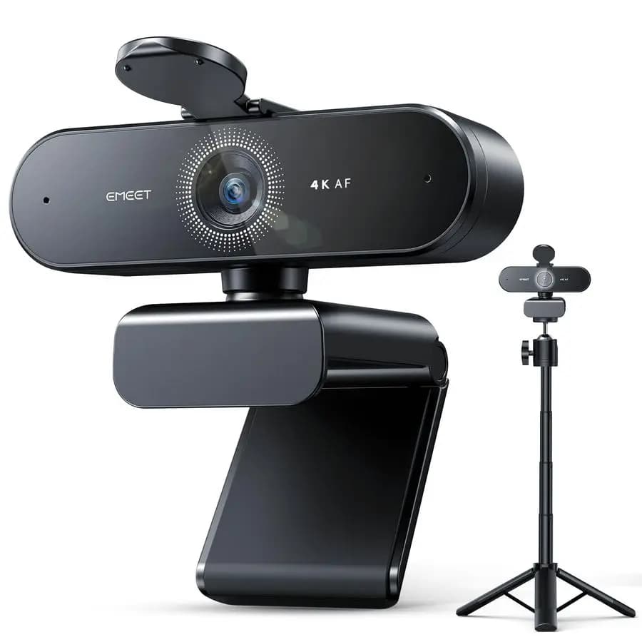 Webcam NOVA 4K with Tripod, UHD 4K, Autofocus PDAF, Height Adjustable with Head Swivel 360°, 2 microphones with Noise Cancellation, USB Connection