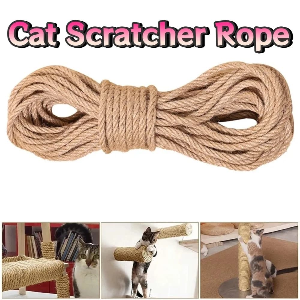 Corda in Sisal da 50M, Riutilizzabile, Diametro 8MM, per Tiragraffi Fai-da-te, Corda Resistente all'Usura per Legare Gambe di Scrivanie