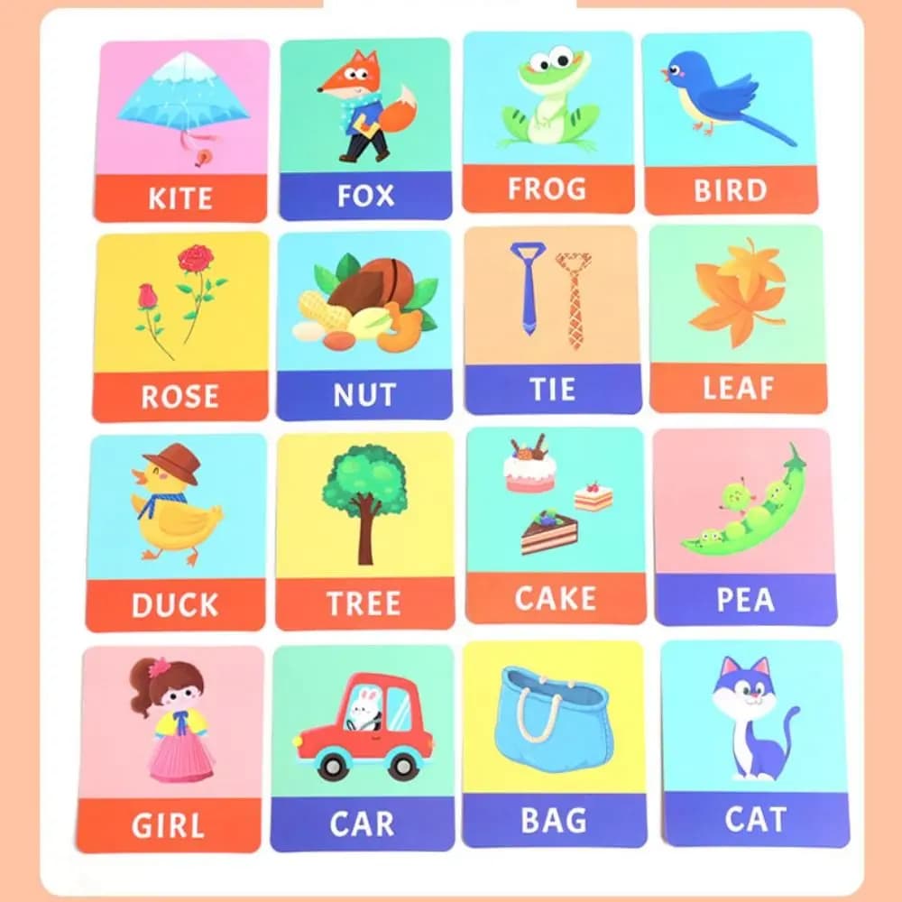 Blocchi di Costruzione in Legno per l'Apprendimento dell'Alfabeto, Puzzle Educativo DIY con Cartoni Animati per la Cognizione