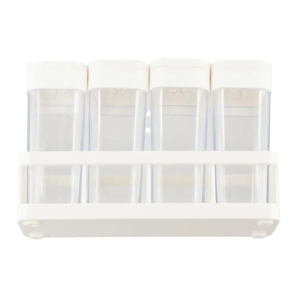 Set di 4 Barattoli per Spezie in Plastica Senza BPA con Supporti Scorrevoli, Contenitori Portatili per la Conservazione delle Spezie