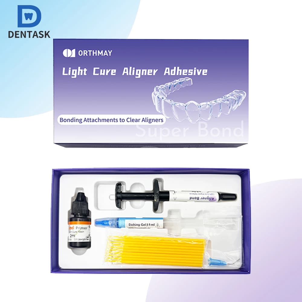Kit Adesivo Ortodontico Invisibile per Fissaggio, Colla Fotopolimerizzabile per Attacchi in Metallo e Ceramica, Strumenti Odontoiatrici