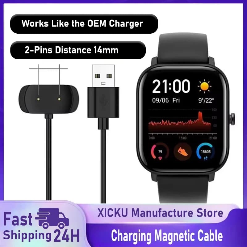 Caricabatterie per Amazfit GTS 4 Mini/Bip 3/Bip 3 Pro/Bip U Pro/GTS 2/ GTR 2/ GTS2 Mini/ GTS 2e/ T-Rex Pro Cavo magnetico di ricarica