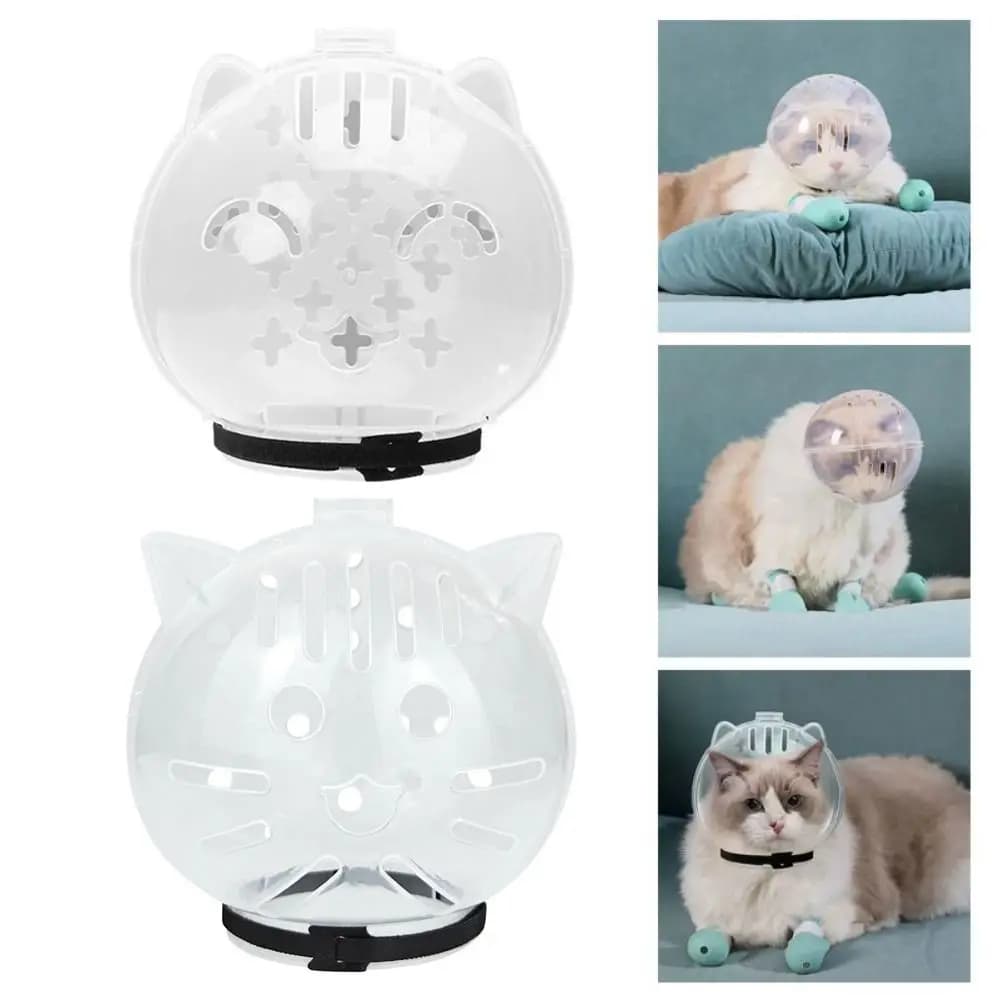Transparent Breathable Cat Muzzle Anti-Bite Anti Scratch Cat Mask Cover Helmet Cat Grooming Accessories Anti-Licking